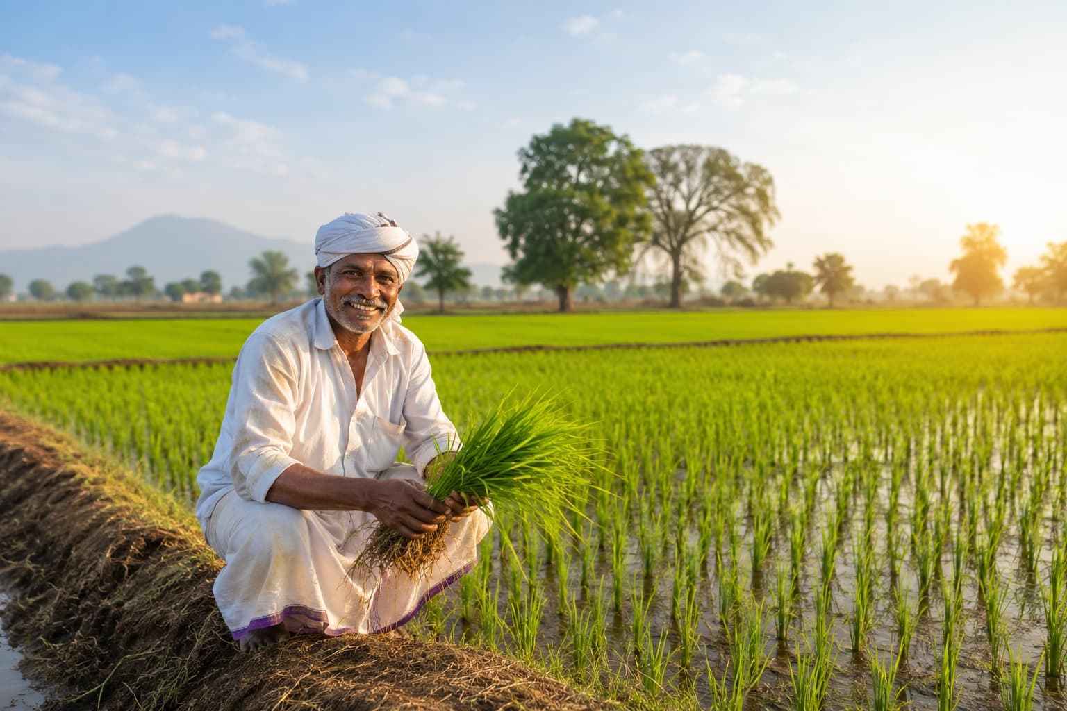 Indian farmers working in agricultural fields